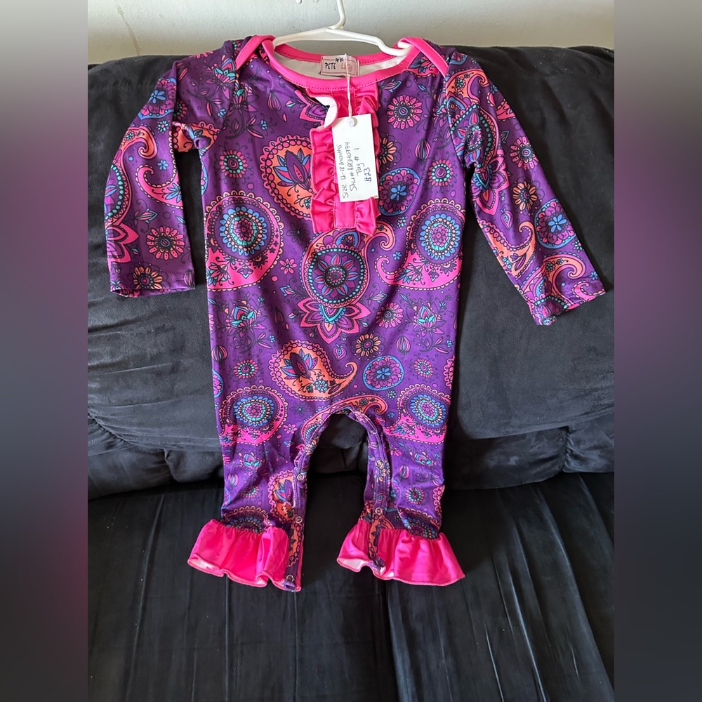 Pete and Lucy Purple and Pink Patterned Footie